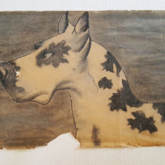 GREAT DANE Original Art Vintage 1950s Charcoal